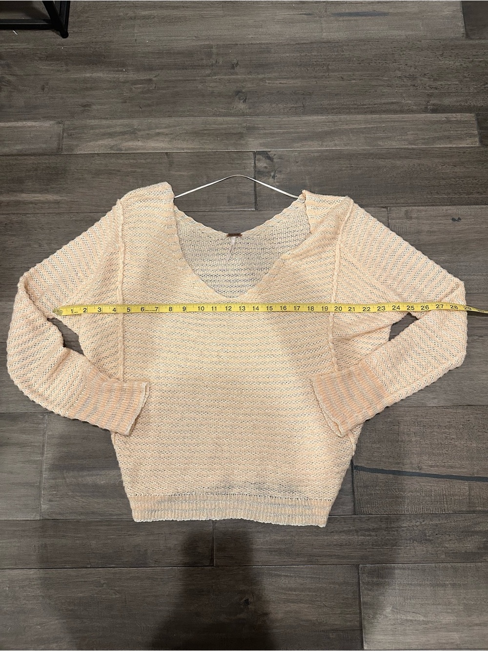Free People Peach Knit V-Neck Sweater